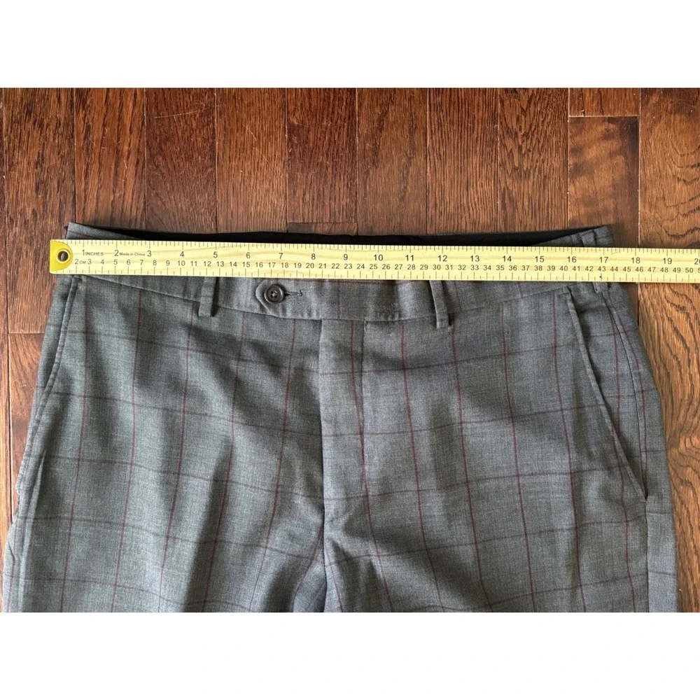 Coppley Grey Windowpane Suit Tollegno Super 120s Wool 42R W33x35 Made Canada